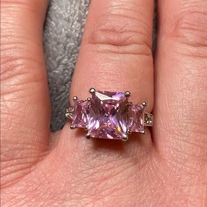 Emerald cut Pink sapphire ring sz 8